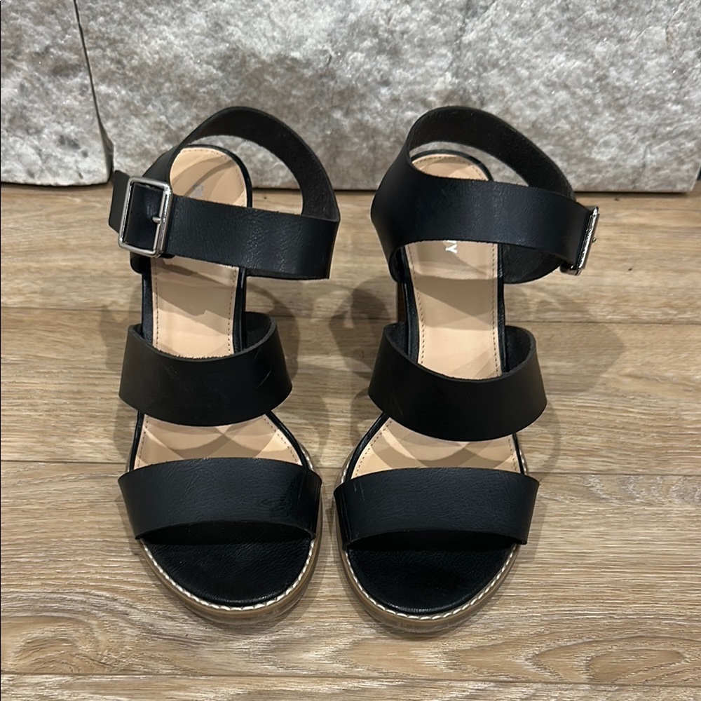 Black Leather Women's Sandals